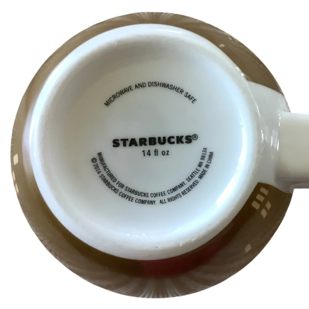 Starbucks 2014 Let There Be Bright 14 oz Gold and White Coffee Mug